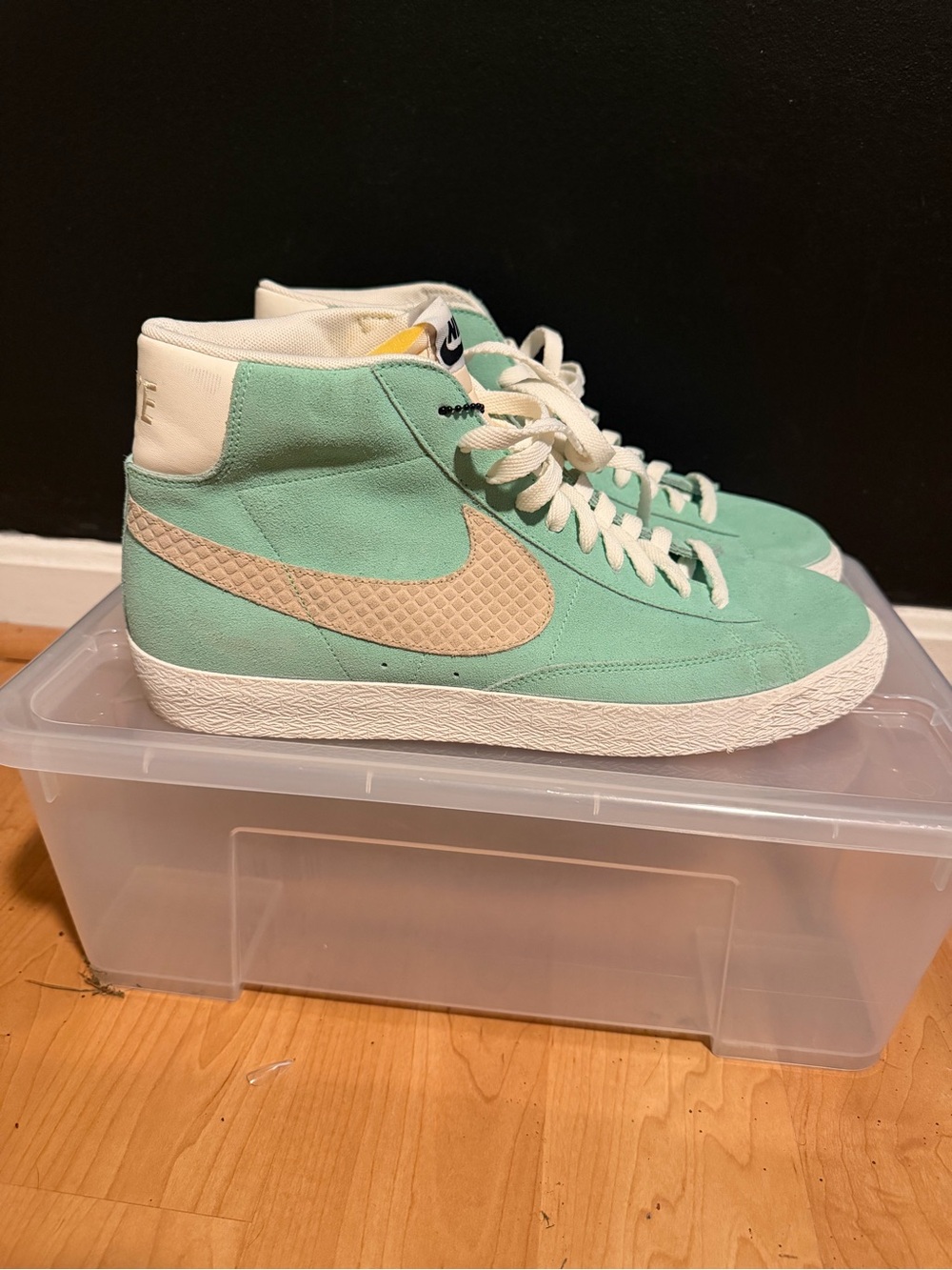 Nike Blazer Ice Cream Mint Green High-Top Sneakers with Cream Swoosh